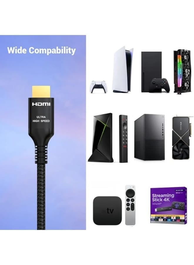 traditious 8K HDMI 2.1 Cable 2M, High Speed HDMI Cord 48Gbps 8K@60Hz, 4K@240Hz/144Hz/120Hz, Support eARC/Dolby/HDR 10+/HDCP 2.2&2.3, Compatible with PS5/Xbox Series X/Samsung/ LG 8K TV/Home Theater Black - Image 4